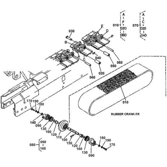 Track and Roller Assembly for Kubota KX61-2 Mini Excavator