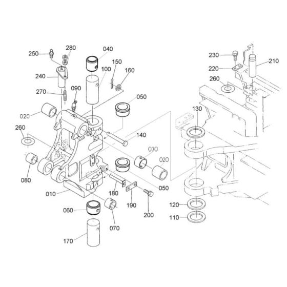 Kingpost Assembly for Kubota KX91-3a2 Mini Excavator