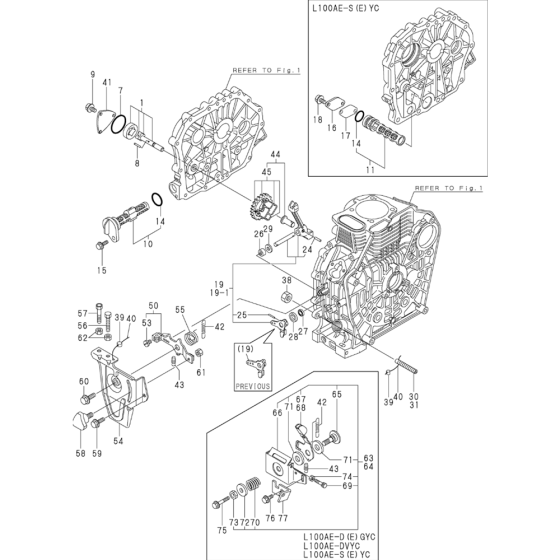 Oil Pump and Governor Assembly for Yanmar L100AE Engine