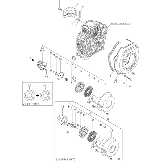 Cooling and Starting Device Assembly for Yanmar L100AE Engine