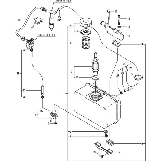 Fuel Tank and Fuel Pipe Assembly for Yanmar L100N Engine