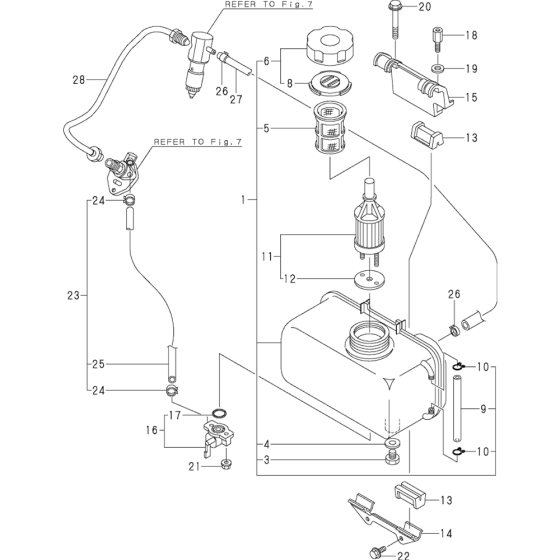 Fuel Tank and Fuel Pipe Assembly for Yanmar L40AE Engine