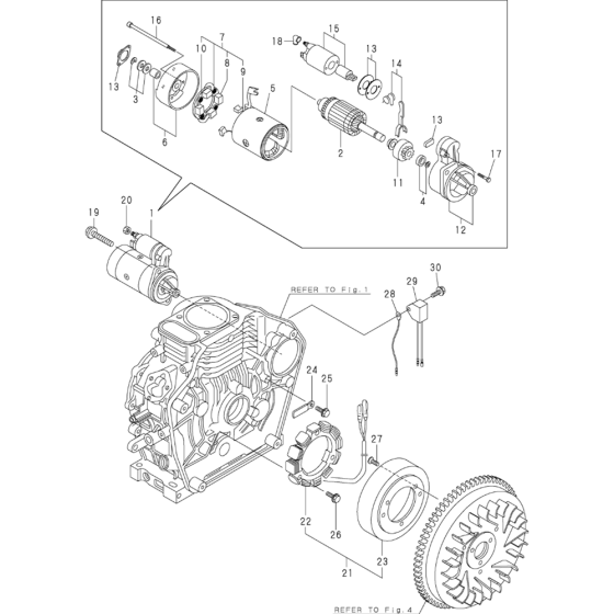 Starting Motor Assembly for Yanmar L48AE Engine