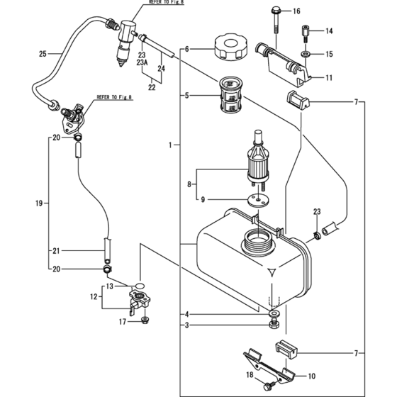 Fuel Tank and Fuel Pipe Assembly for Yanmar L48N Engine