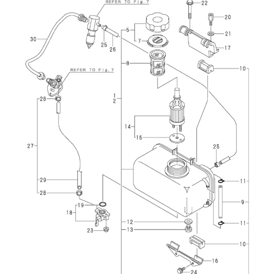 Fuel Tank and Fuel Pipe Assembly for Yanmar L70AE Engine