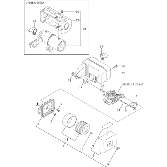 Air Cleaner and Muffler Assembly for Yanmar L70N Engine