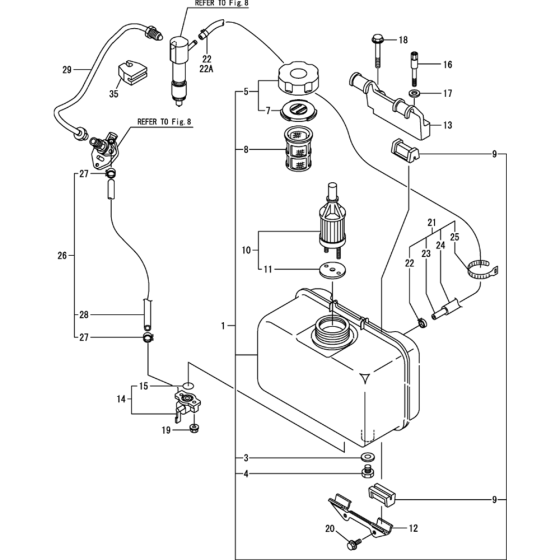 Fuel Tank and Fuel Pipe Assembly for Yanmar L70N Engine