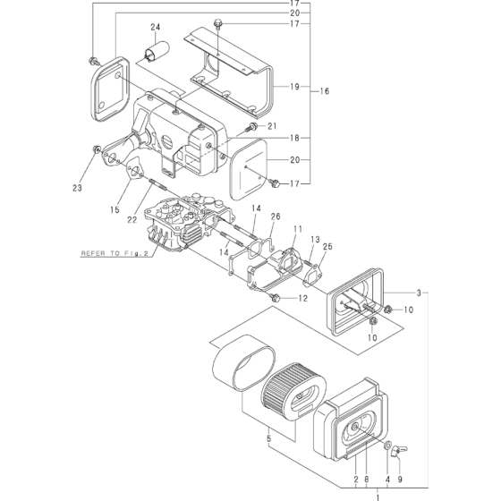 Air Cleaner and Muffler Assembly for Yanmar L90AE Engine