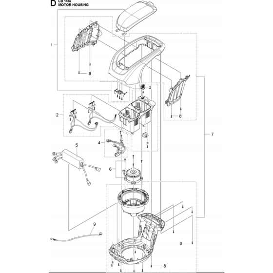 Motor Housing Assembly for Husqvarna LB146i Consumer Lawn Mower