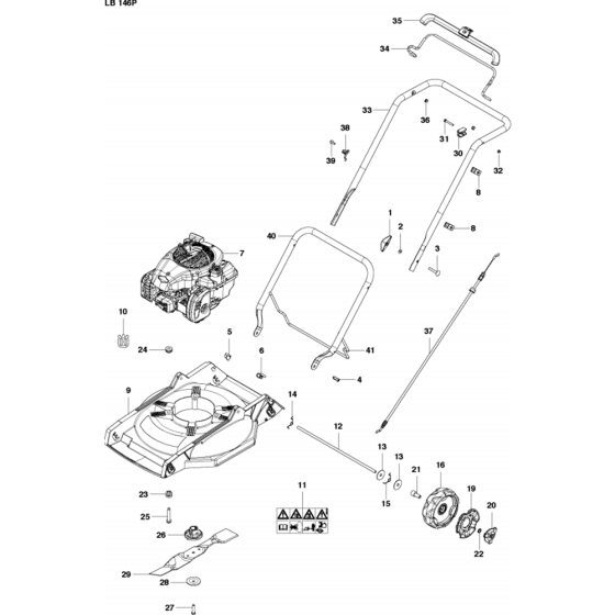 Complete Product Assembly for Husqvarna LB146P Consumer Lawn Mower