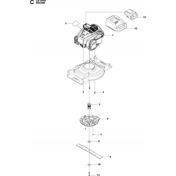 Engine Assembly for Husqvarna LB 348SI Consumer Lawn Mower