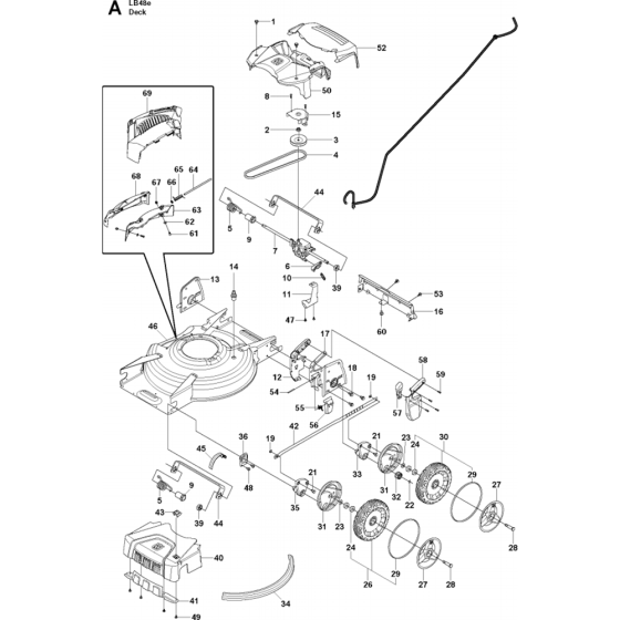 Cutting Deck Assembly for Husqvarna LB 48e Consumer Lawn Mower