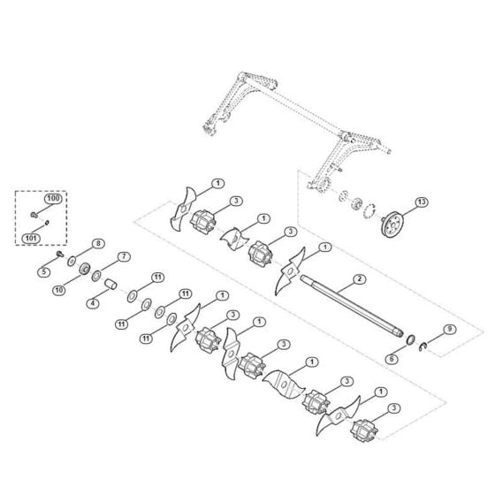 Scarifying Unit Assembly for Stihl/ Viking LB 540.1 Petrol Lawn Scarifiers