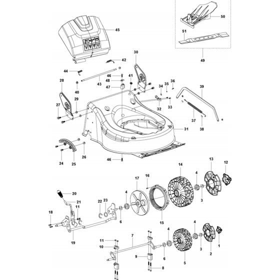 Mower Deck / Cutting Deck Assembly for Husqvarna LC 141iV Lawn Mowers