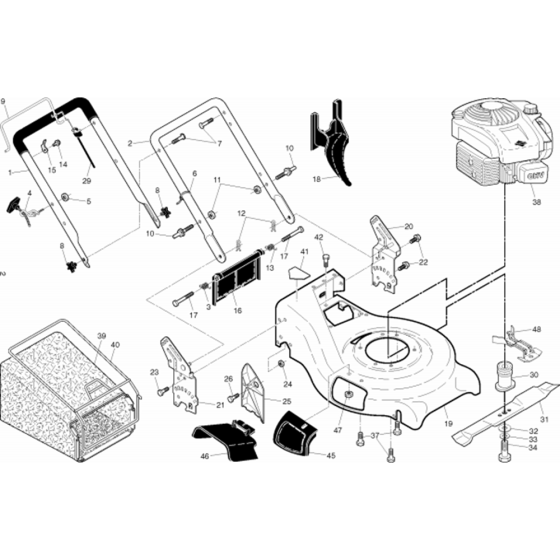 Frame & Engine Assembly for Husqvarna LC 153S Lawn Mowers