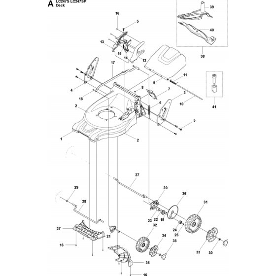 Mower Deck / Cutting Deck Assembly for Husqvarna LC 247SP Lawn Mowers