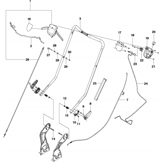 Handle Assembly for Husqvarna LC 348VE Lawn Mowers