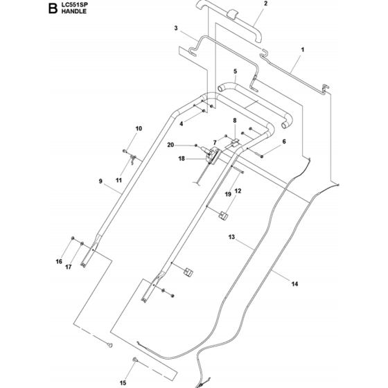 Handle Assembly for Husqvarna LC 551SP Lawn Mowers