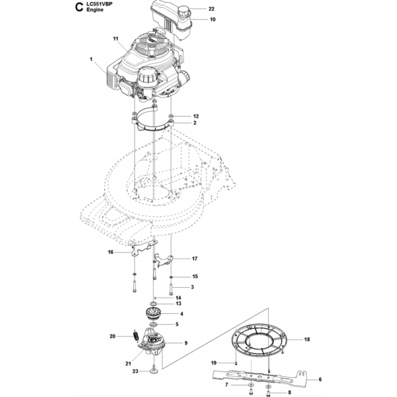 Engine Assembly for Husqvarna LC 551VBP Lawn Mowers