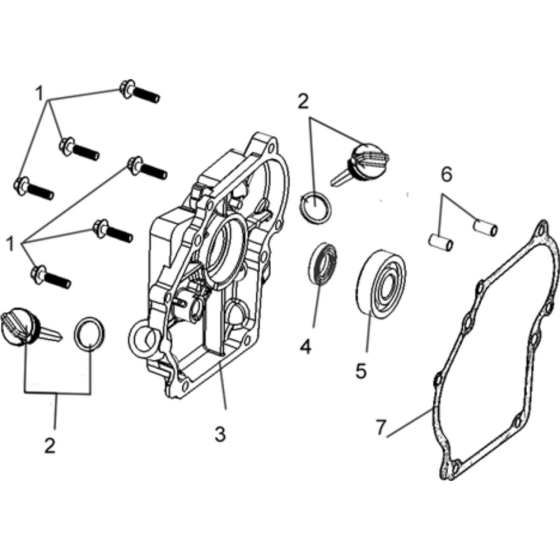 Crankcase Cover Assembly for Loncin LC154F-1 without Oil Alarm (87cc, 2.8hp) Twin Series Engine