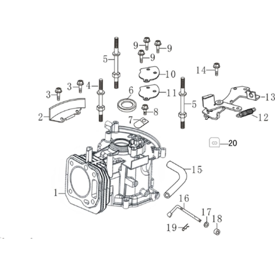 Crankcase Assembly for Loncin LC1P61FA (140cc, 3.6hp) V-Shaft Engine