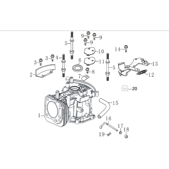 Crankcase Assembly for Loncin LC1P68FA (185cc, 4.6hp) V-Shaft Engine