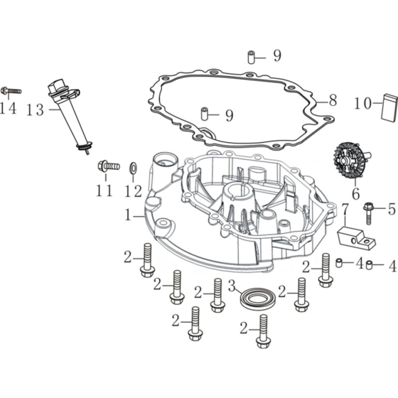 Crankcase Cover Assembly for Loncin LC1P68FA (185cc, 4.6hp) V-Shaft Engine