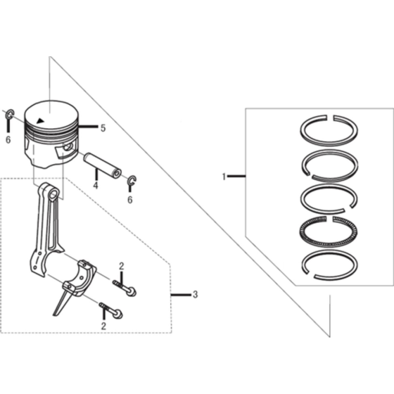 Piston, Connecting Rod Assembly for Loncin LC25ZB21-1.2Q - 1 Inch Water Pump 