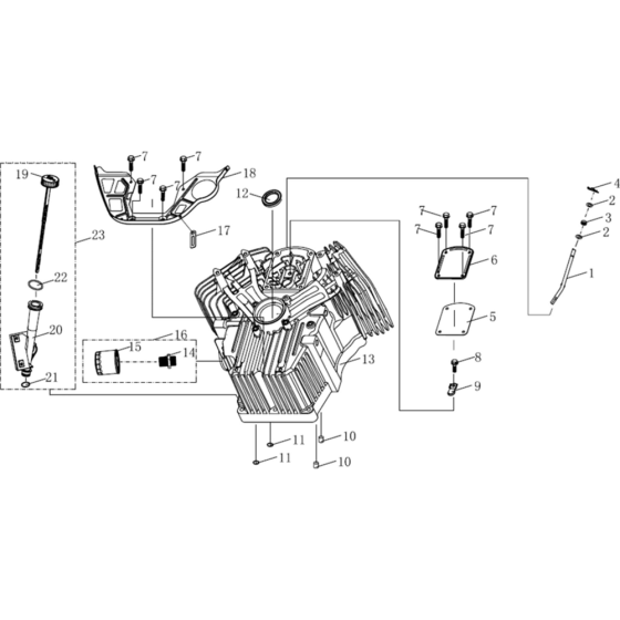 Crankcase Assembly for Loncin LC2P80F (764cc, 19.3hp) V-Twin Series Engine