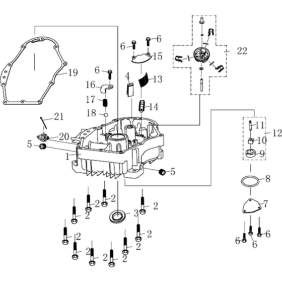 Crankcase Cover Assembly for Loncin LC2P80F (764cc, 19.3hp) V-Twin Series Engine