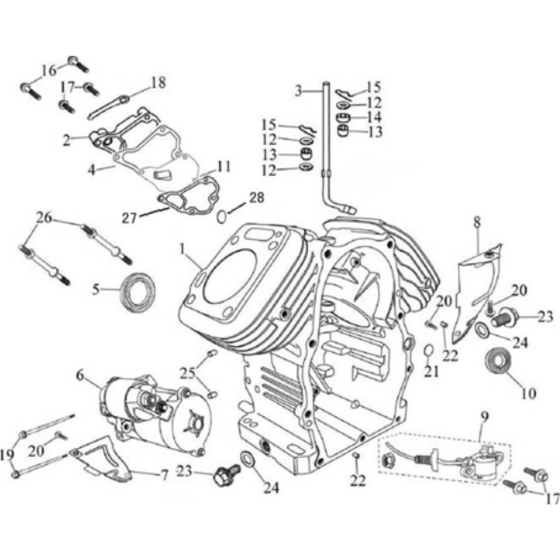 Crankcase Assembly for Loncin LC2V78F-1 (678cc, 19.7hp) Twin Series Engine