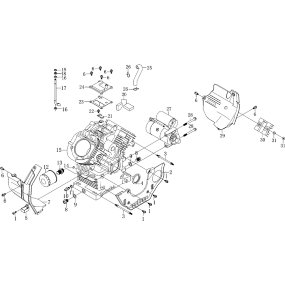 Crankcase Assembly for Loncin LC2V90FD (999cc, 35.5hp) V-Twin Series Engine