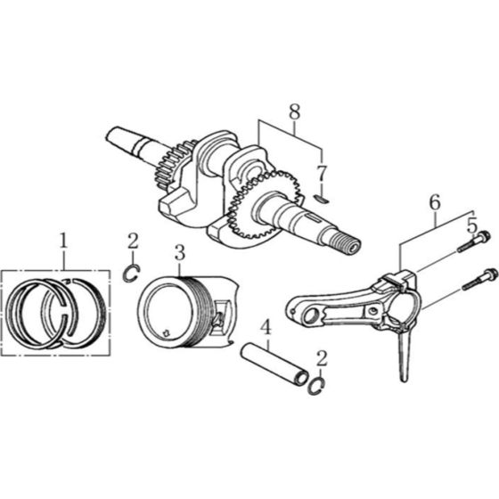 Crankshaft, Piston Assembly for Loncin LC3000-F Generator