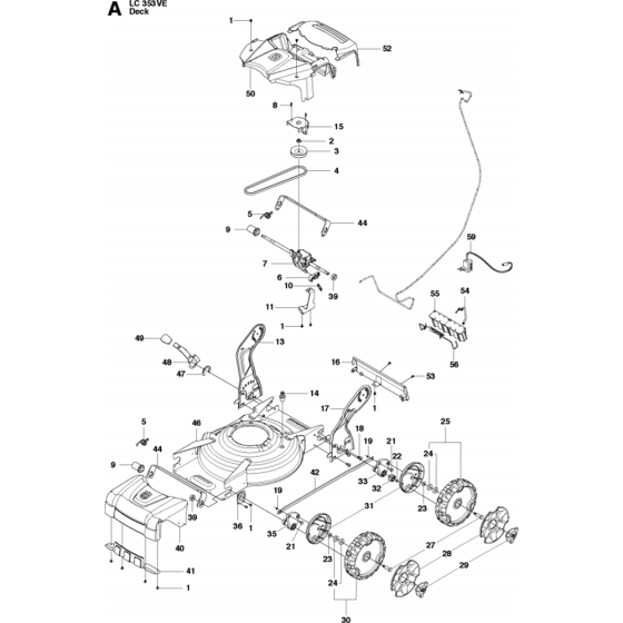 Cutting Deck Assembly for Husqvarna LC353 VE Consumer Lawn Mower