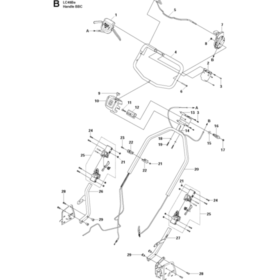 Handle Assembly for Husqvarna LC48 BE Consumer Lawn Mower