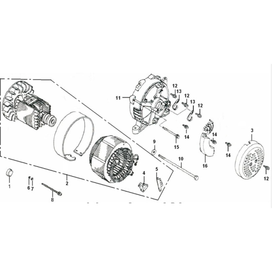 Stator, Totor Housing Assembly for Loncin LC5000-F Generator