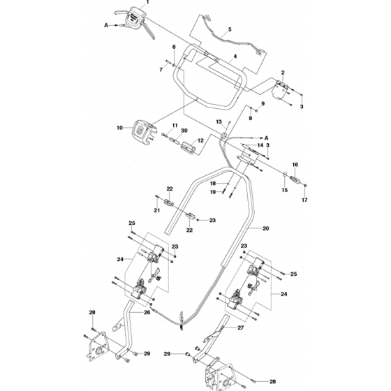 Handle Assembly for Husqvarna LC53 E Consumer Lawn Mower