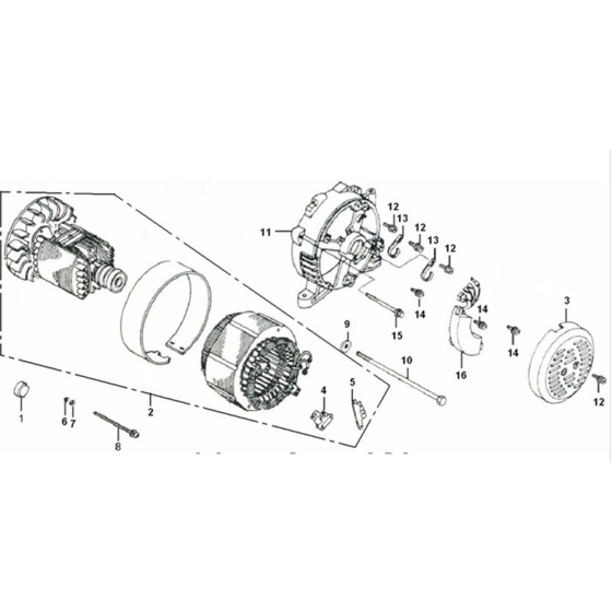 Rotor Stator Assembly for Loncin LC6500D-F Generator