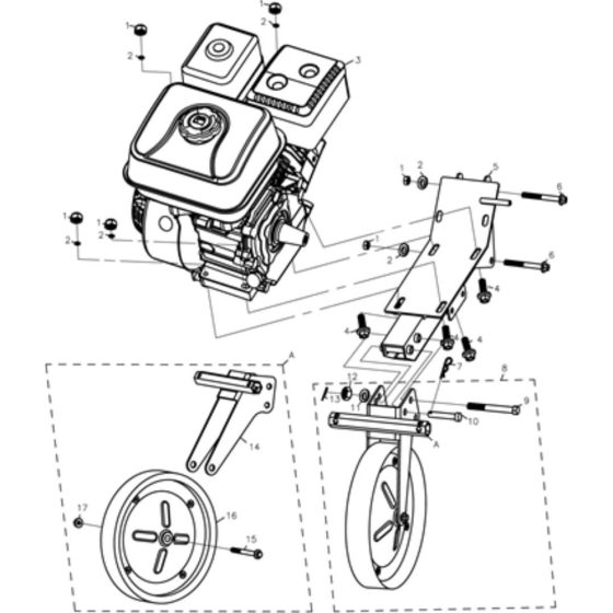 Engine Mounting Assembly for Loncin LC750 Tiller