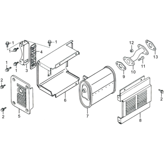 Muffler Assembly for Loncin LC8000D-F Generator