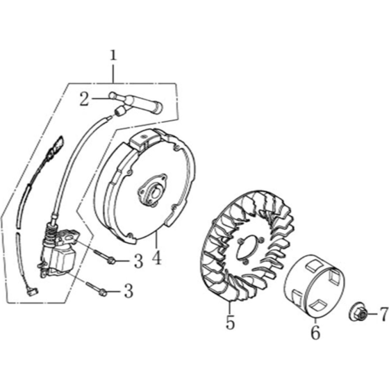 Flywhee/Coil Assembly for Loncin LC80ZB35-4.5Q - 3 Inch Water Pump 