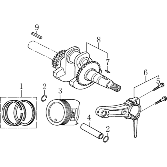 Crankshaft/Piston Assembly for Loncin LC80ZB35-4.5Q - 3 Inch Water Pump 