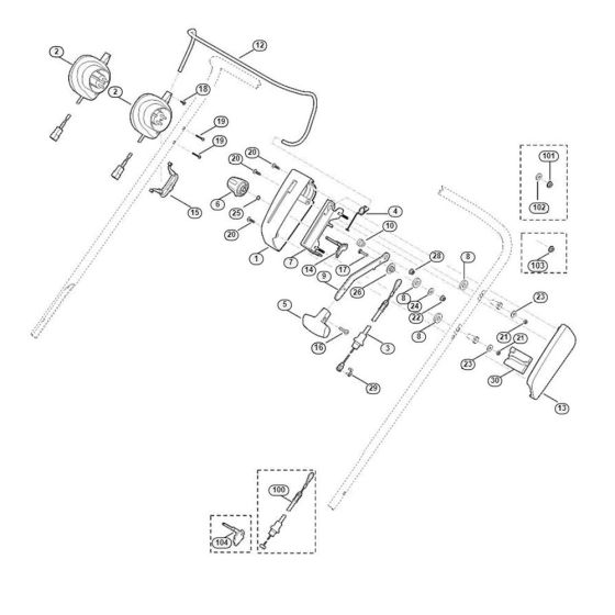 Hanlde Upper Part Assembly  for Stihl/ Viking LE 540 Electric Lawn Scarifiers