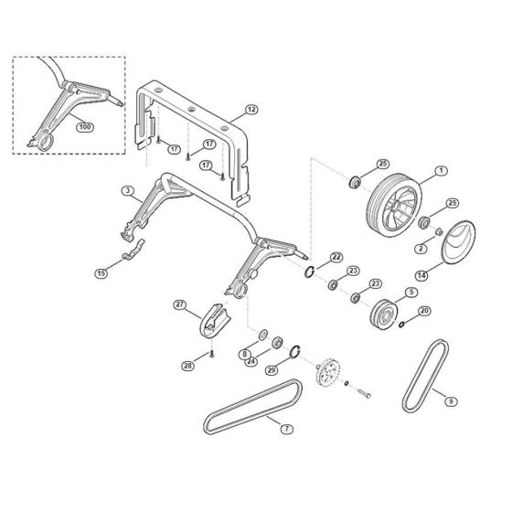 Shaft, Drive Assembly for Stihl/ Viking LE 540 Electric Lawn Scarifiers