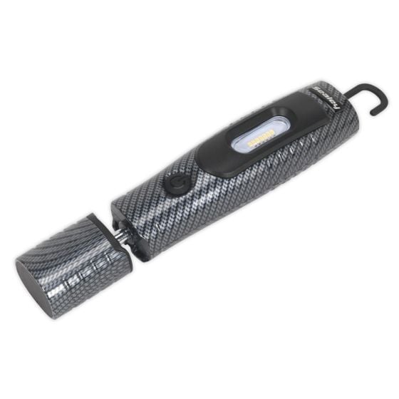 Rechargeable 360Deg. Inspection Lamp 7 SMD + 3W LED Carbon Fibre Effect Lithium-ion Sealey Part No. LED3602CF