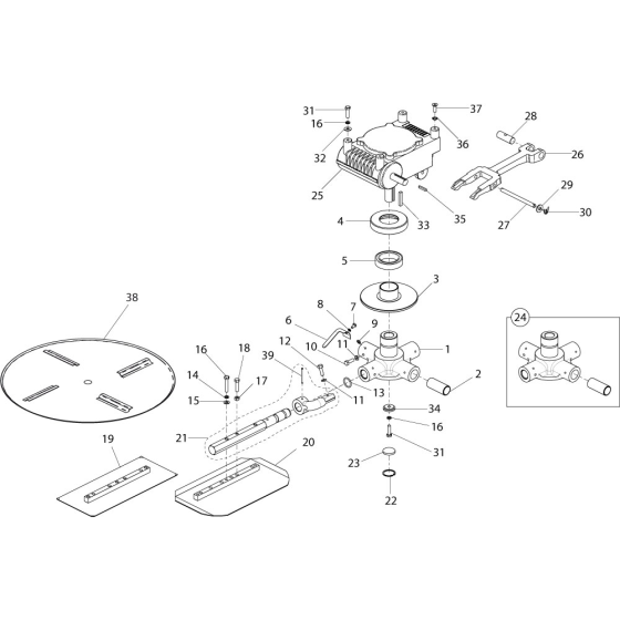 Gearbox & Spider Assembly for Belle Lightweight Pro / Pro Tilt Trowels