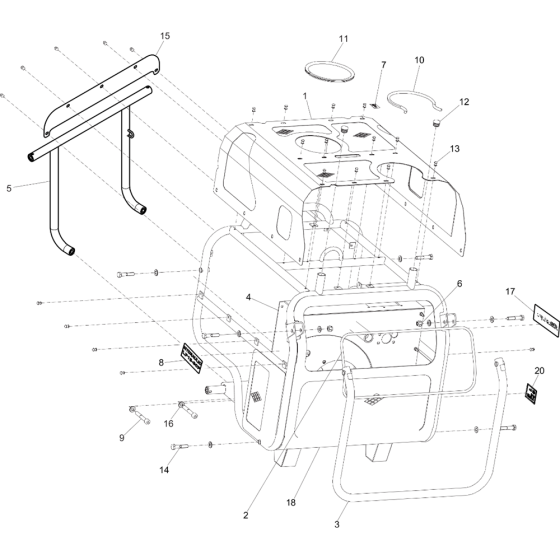 Frame and Cowl Assy for Atlas Copco LP13-30 EU Power Packs (from s/n BGF024738 onwards)