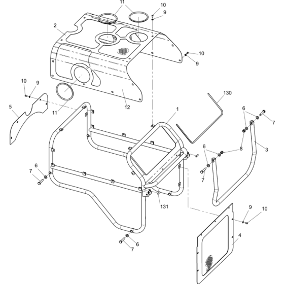 Frame and Cowl Assy for Atlas Copco LP18-40E PAC/ LP18-30E PAC Power Packs (from s/n BGF000001 onwards)