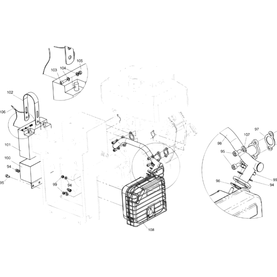 Battery and Exhaust Muffler Assy for Atlas Copco LP18-40PE PAC/ LP18-30PE PAC Power Packs (from s/n BGF000001 onwards)