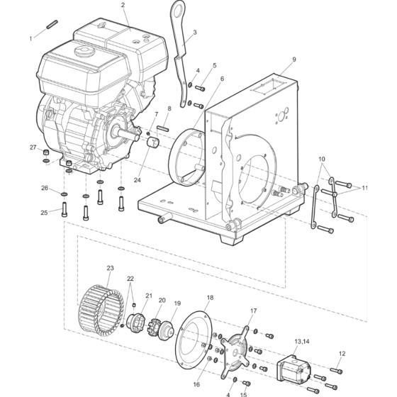 Engine and Pump Assy for Atlas Copco LP9-20P PAC Power Packs (from s/n BGF002671 to BGF077871)